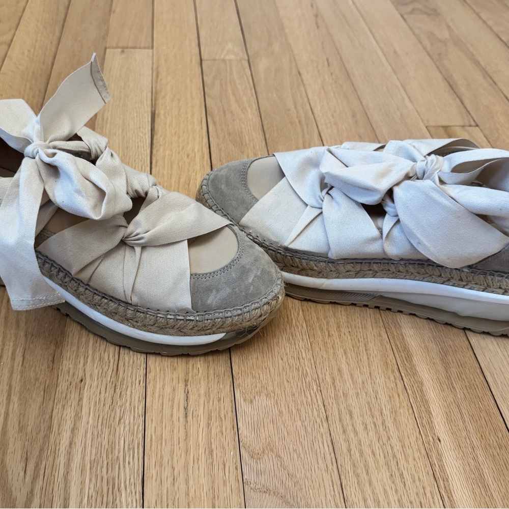 Free People Cream and Gray Espadrille Flats